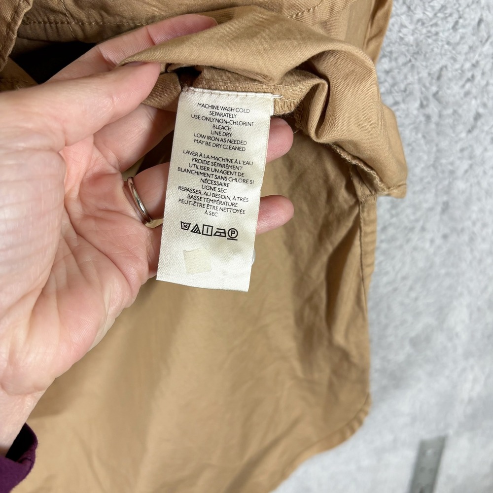 Maeve Anthropologie Bennet Buttondown Shirt Size L Tan Cotton Oversized Long Slv - Picture 6 of 8